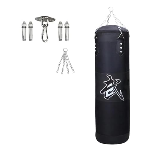 HESHUYAN Saco De Boxeo Adulto Saco de Boxeo sin Relleno, for Entrenamiento, Fitness, Boxeo, for niños, Gimnasio en casa, Kickboxing, Culturismo Saco Boxeo Adulto(Black 100cm)
