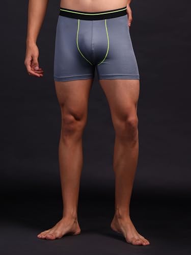 Image of TECHNOSPORT Men's Colorblock Trunks Underwear with ElastoLITE 4 Way Stretch Lightweight Breathable Moisture Wicking Soft Anti Odour Anti Microbial UPF 50+ Comfort Fit Boxer Briefs Innerwear for Men