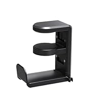Janniyard Universal Headphone Stand, Desk Mount Holder with 360 Degree Swivel, Gaming Headset Organizer, Clamp-on Under Desk Hanger with Cable Clip for Office, Home