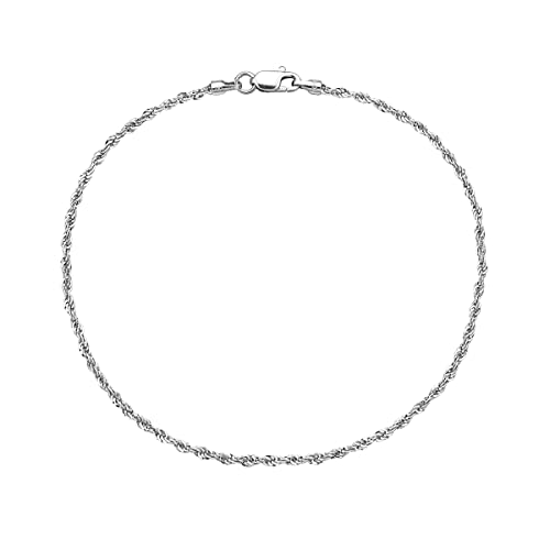 Pori Jewelers 10K Gold 1.5Mm Diamond Cut Rope Chain Bracelet - 7" - Available In White Gold #TOP1
