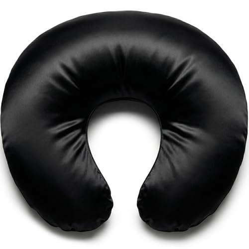 Image of Pro Goleem Satin Nursing Pillow Cover Silk Feeling Soft Feeding Pillow Slipcover for Breastfeeding Moms Fits Standard Infant Nursing Pillow or Positioner Black