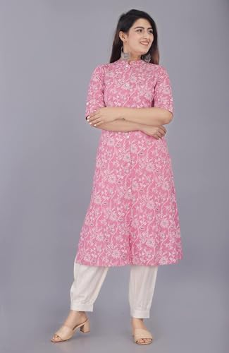 Image of Women Printed Collar Neck Half Sleeve Regular Fit Formal Kurti for Women's