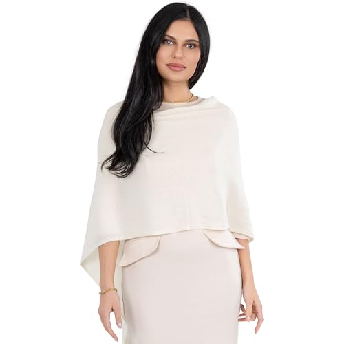 Image of Velanio Cashmere Poncho for Women - 100% Mongolian Wrap & Dress Topper