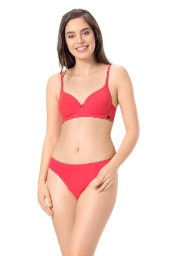 Image of Amante Every de Red Solid Underwired Lightly Padded Everyday Bra