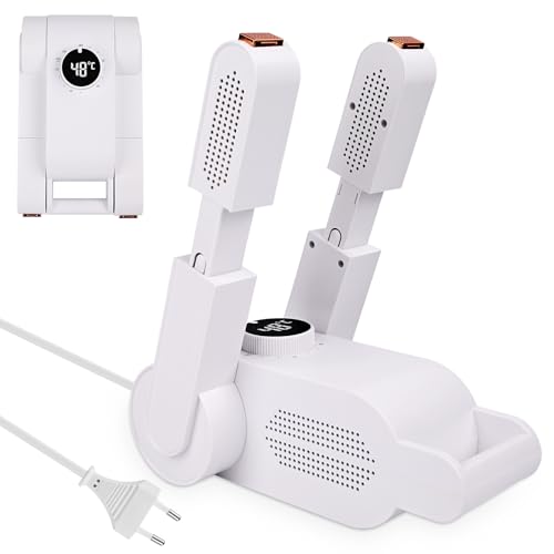 Secador de Zapatos Eléctrico, Secador de Botas con Pantalla Digital, Secador Botas Esqui, Calentador de Zapatos y Botas,Adecuado Para Botas, Guantes, Calcetines, Luz Violeta, Plegable y Retráctil