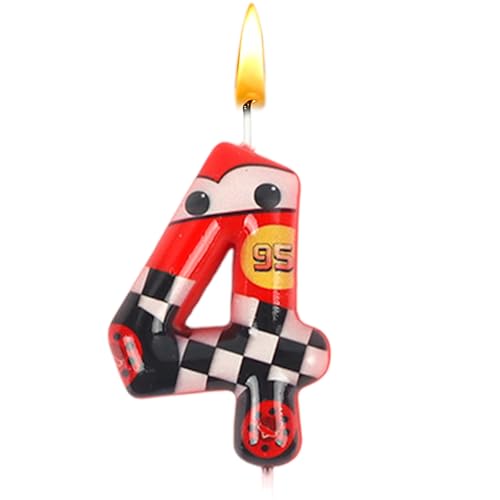 Candele Numero 4 Car, Candele per Torta, Candela Compleanno Car, Cake Topper, Articoli per Festa, Decorazioni Compleanno, Ragazzi e Ragazze, Eventi Scolastici, Feste per Bambini, Festa a Tema