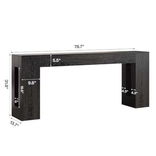 Image of Tribesigns 79-Inch Extra Long Console Tables for Entryway, Farmhouse Narrow Sofa Table Behind Couch with Thick Legs, Wooden Entryway Accent Furniture for Living Room, Hallway, Foyer, Black