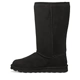 BEARPAW Women's Elle Tall Vegan Black Size 7 | Women's Slip On Boots | Comfortable Suede Winter Boot