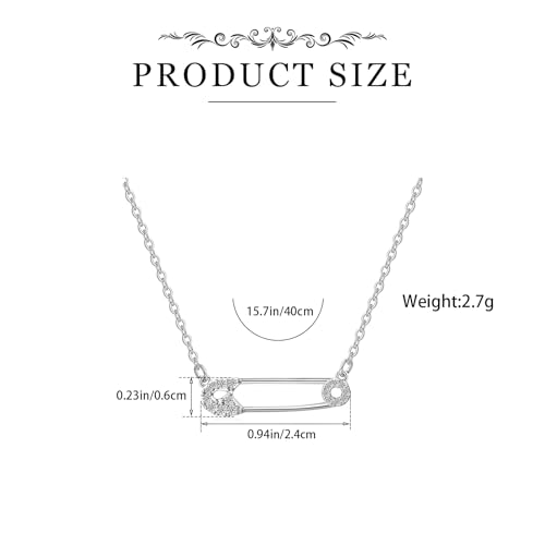 Safety Pin Necklace Paper Clip Pendant Cubic Zirconia Saftey Pin Necklace Choker For Women Gift 6