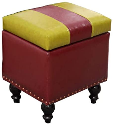 Reposapiés plegable, reposapiés de piel sintética, baúl de almacenamiento con tapa/reposapiés acolchado, gran espacio de almacenamiento, banco cúbico para salón, dormitorio, oficina (34 x 40 x 40 x