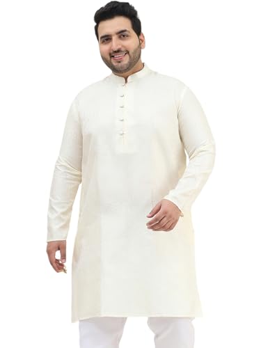 Image of SOJANYA Plus(Since 1958), Men's Silk Blend Self Design ONLY Long Kurta