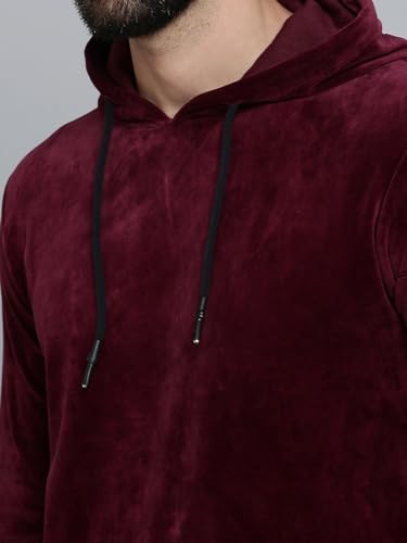 Image of SHOWOFFFF Men Solid Pullover Sweatshirt | Hooded Full Sleeves Cotton Sweatshirt's for Mens | Slim Fit Regular Length Sweatshirts for Men's