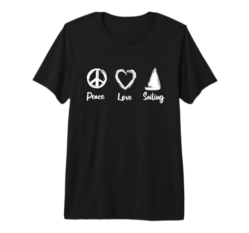 Peace Love Sailing Voile T-Shirt Haut de Gamme
