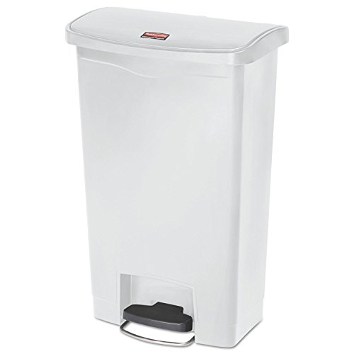 Image of Rubbermaid Commercial Products Streamline Slim Step-On Plastic Trash Can, 13 Gallon, White, Hands-Free Garbage Can for Medical Waste in Hospitals /Lab /Emergency /Patient Rooms