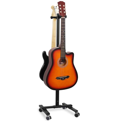 SKAEHP Adjustable Double Guitar Stand, reversible with safety support, suitable for acoustic guitar...