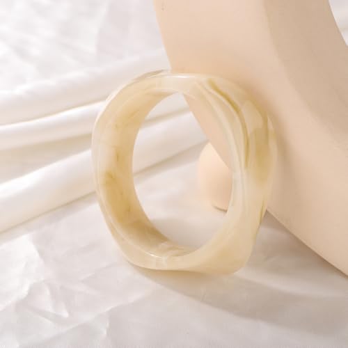 Image of JWICOS Resin Bangle Bracelet for Women Acrylic Cute Chunky Bracelet for Women Exaggerated Irregular Acrylic Resin Wristband Bracelet Bangle