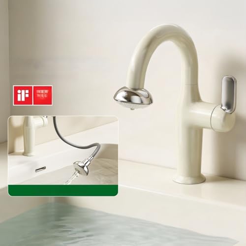 Robinet d'évier extractible contemporain blanc double option débit - 5