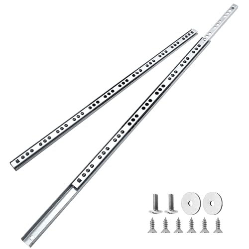 Cjueiom 10 Pack 16 Inch / 406mm Drawer Slides Runners, Silver Ball Bearing Drawer Slides Rail Metal Two Way Slide Track Rail, 17mm Wide Keyboard Tray Runners for Grooved Drawers Cabinet Cupboard