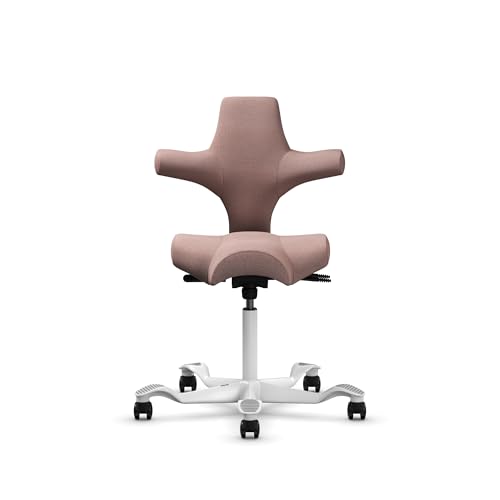 Image of HAG Capisco Sit to Stand Chair-White Frame-Upholstered Pink Blush