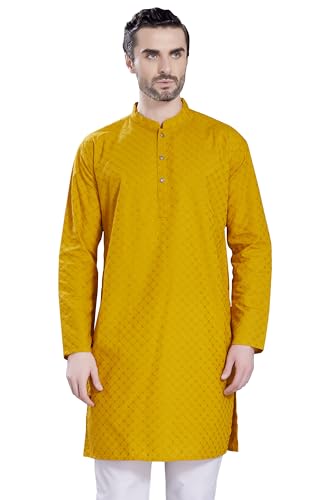 Image of DIVISIVE Men's Thread Embroidered Cotton Only Slim Fit Kurta