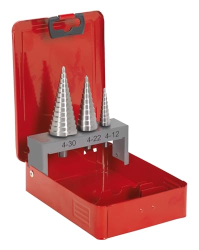 Sealey AK4733 3pc Double Flute HSS M2 Step Drill Bit Set