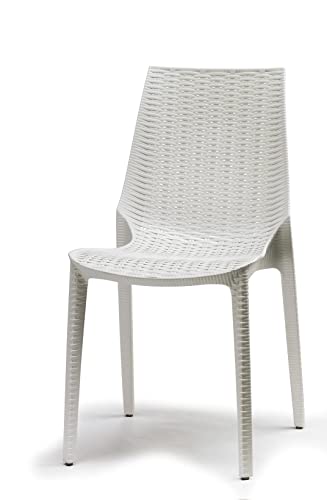LUCREZIA – Silla de color – lino – contemporánea – polipropileno reciclable reforzado con fibra de vidrio – Inspiración trenzada