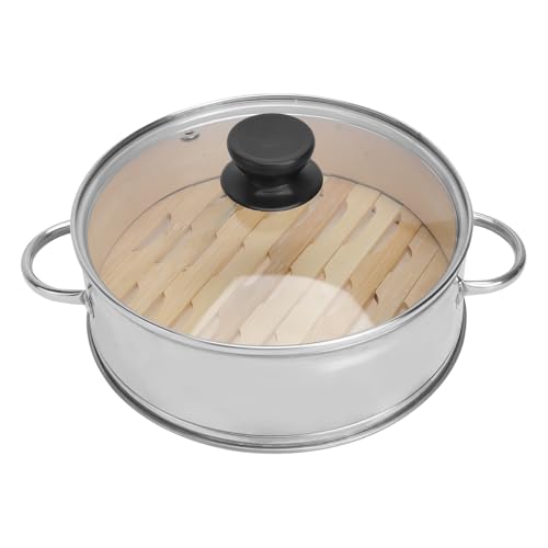 TOYANDONA Vaporera de Acero Inoxidable Tapa de Vidrio 18 CM Alta Vaporera Doméstica Multifuncional para Cocinar al Vapor Arroz Carnes y Verduras Adecuado para Cocina Saludable