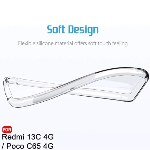 Image of TheGiftKart Back Cover Soft Case for Mi Redmi 13C 4G / Poco C65 | Best Camera Protection | Inbuilt Dust Plugs & Anti-Slip Grip | Ultra Clear Slim Back Cover Case for Redmi 13 (Silicone, Transparent)