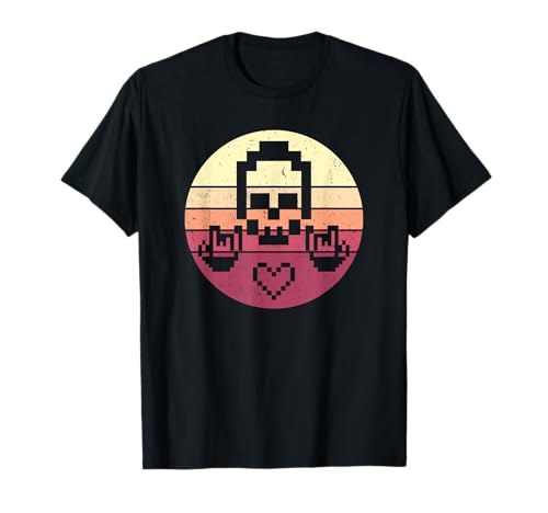 Rocker Skull Pixel Sunset de 8 bits Camiseta