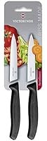 Victorinox Swiss Classic, Tomaten- und Gemüsemesser-Set, 2teilig, Extra Scharfe Klinge, Kunststoffgriff, Rostfreier Stahl, Swiss Made, Schwarz