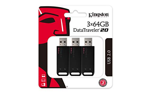 Preisvergleich Produktbild Kingston DataTraveler 20 (DT20 / 64GB-3P) USB-stick 2.0 - Schwarz