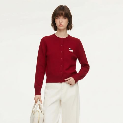 Image of GOELIA Women Wool Blend Lightweight Cardigan Sweaters 2026 Spring Business Casual Solid Long Sleeve Knitted Cardigan Top
