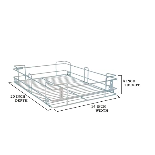 Image of BLOO BASKET 202modular kitchen accessories cabinet, 6-Piece Utensil Organizer,Stainless Steel, Silver (14 Inch Width * 20 Inch Depth, WITH CHANNEL)