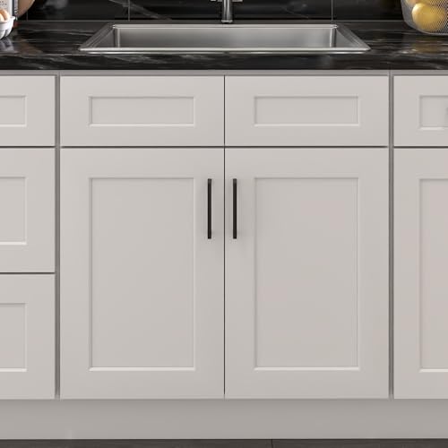 Image of Furinno Shaker Sink Bases Kitchen Cabinet, Ready to Assemble, 24 D x 30 W x 34.5 H, White