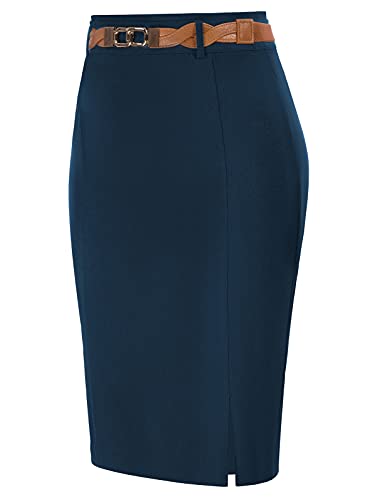 Kate Kasin Women Office Skirts Midi Stretch Pencil Skirt Business Skirts Church Skirts Navy 2Xl #TOP1