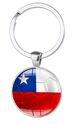 Preisvergleich Produktbild National Land Flagge Schlüsselanhänger LAND Fußball Soccer Team Schlüsselanhänger Key Ring Halter Chile
