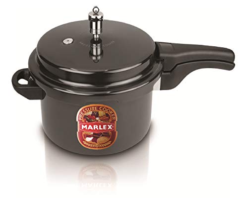Image of Marlex Maestro Hard Anodized Aluminium Pressure Cooker with Outer Lid - 10 Litres | Black Sturdy Body with Safety Valve | Gas Stove Compatible | ISI Certified | 5-Year Warranty