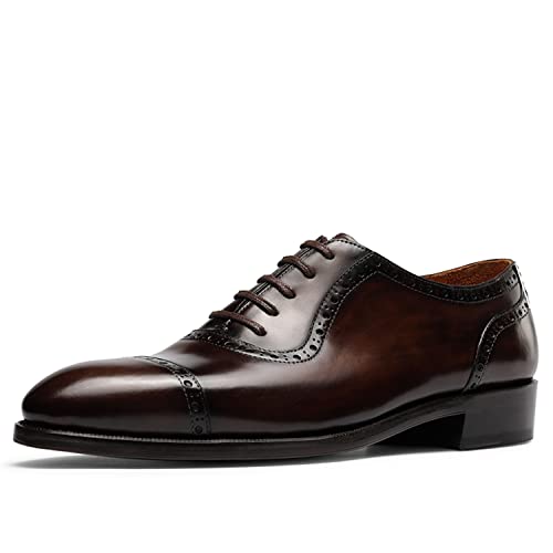 Men’s Oxfords Semi Brogues Carved Calf Leather for Business,Casual