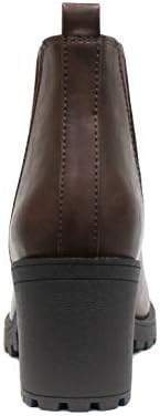 Soda ORIGAMI ~ WOMEN LUG SOLE MID HEEL FASHION ANKLE BOOTIE W/DOUBLE ELASTIC GORE (7.5, Brown, numeric_7_point_5) | Image 4