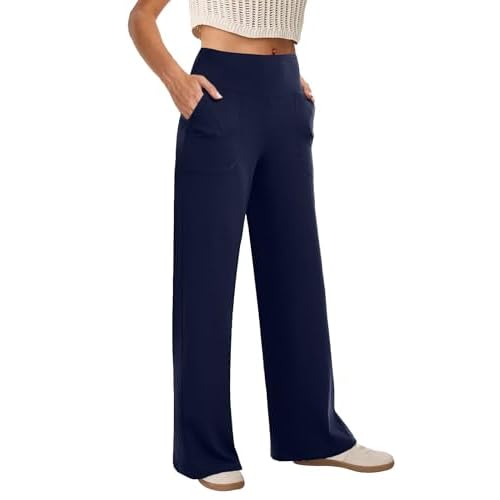 COPYLEAF Wide Leg Pants Woman High Waist Yoga Pants with Pockets Loose Stretch Dress Work Sweatpants Casual Lounge
