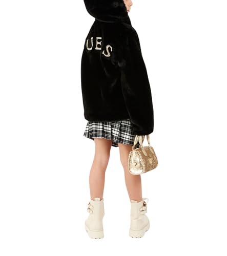 GUESS Girls' Faux Fur Hooded Jacket with Zipper2