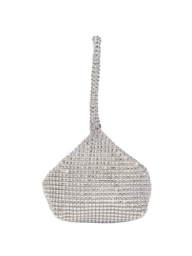 GORGLITTER Bolsas femininas de strass com glitter extravagantes bolsas clutch com alça superior mini bolsas, Prata, One Size