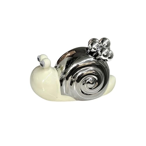 (6 Pièces) Fourchette À Fruits En Acier Inoxydable Escargot Pot De Rangement En Céramique Décoration De La Maison Ensemble De Cueillette De Fruits (Blanc)