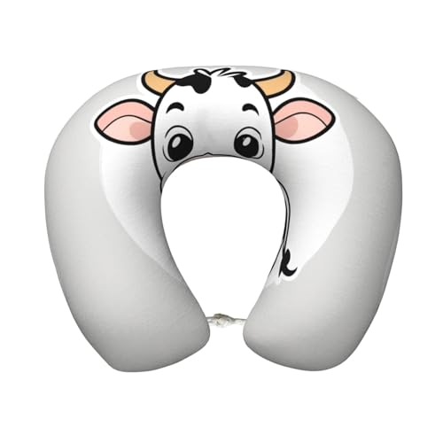 Almohada de viaje políéster negra con diseño vaca miniatura 1