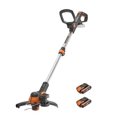 Foto di WORX WG163E Decespugliatore Tagliabordi a Batteria 20V, stelo in Alluminio regolabile, Rasaerba Elettrico da Giardino, Diametro Taglio 30 cm e filo da 1.65 mm - 2 Batterie Incluse