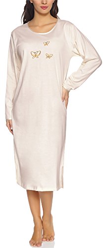 Merry Style Camisón Ropa de Cama Vestidos de Casa Manga Larga Mujer 91LW1 (Crudo (Manga Larga), L)