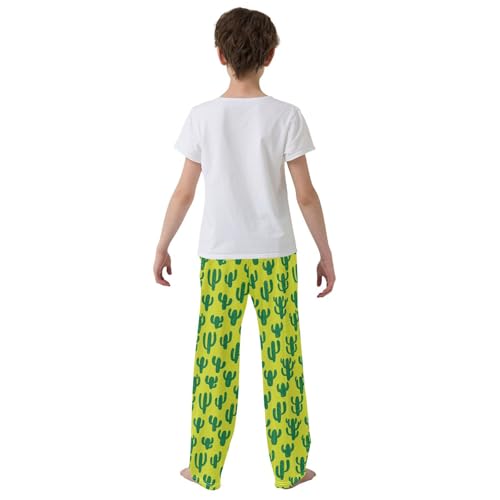 ZZXXB Cacti Pattern Boys Long Pants Soft Trousers Elastic Waist Kids Lounge Bottoms with Pockets S-XL3