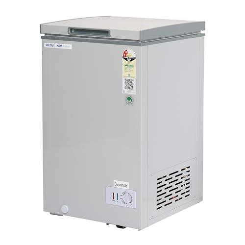 Image of VOLTAS 97 L Single Door White and Grey Hard Top Deep Freezer, CVF136SB2-A-G2