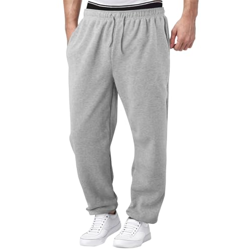 Men's Baggy Sweatpants Straight Leg Casual Loose Pants Elastic Waist Athletic Workout Jogger Trousers Fall Winter