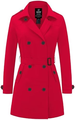 Wantdo Women's Waterproof Trench Coat Classic Lapel Outerwear Coat with Belt